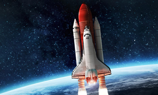 Cohete en el espacio