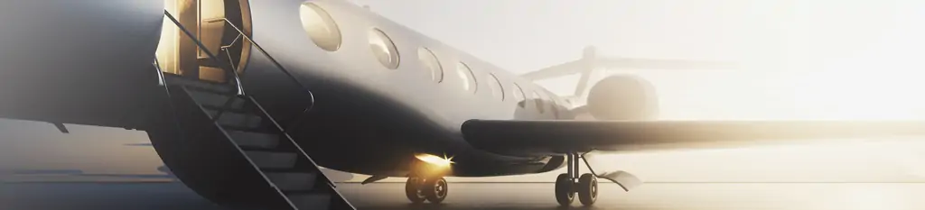 jet privado con escalerilla de acceso