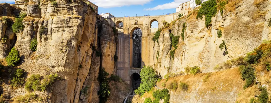 Bridge of Ronda, a famous white villages of Malaga, Spain a